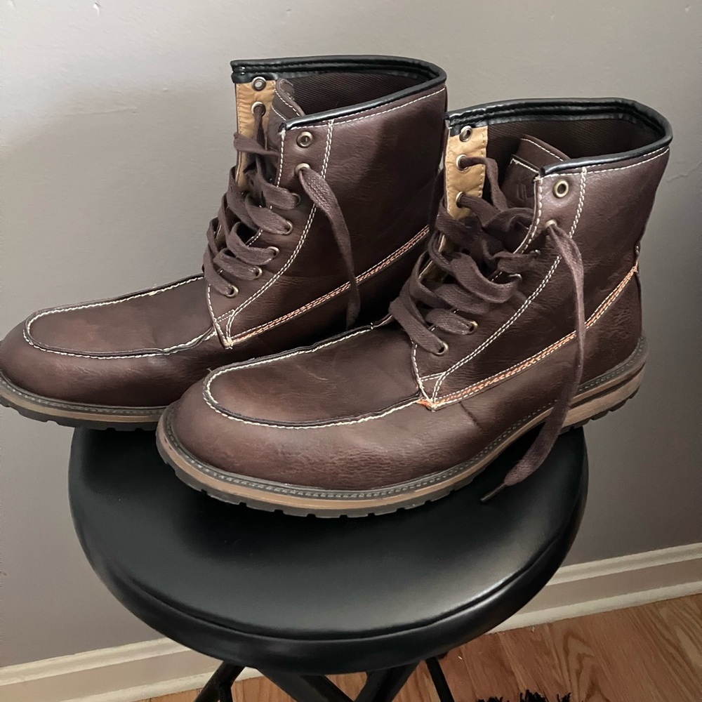 Hawke & Co Men's Brown Lace-Up Moc Toe Boots Size 10.5 Casual Outdoor Work NWOT